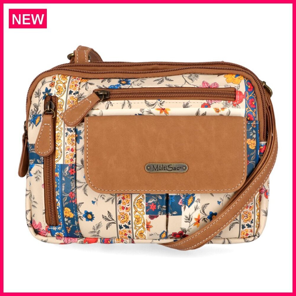 Triple Compartment Crossbody Bag with Adjustable Strap, 9.5x7x3 Inches